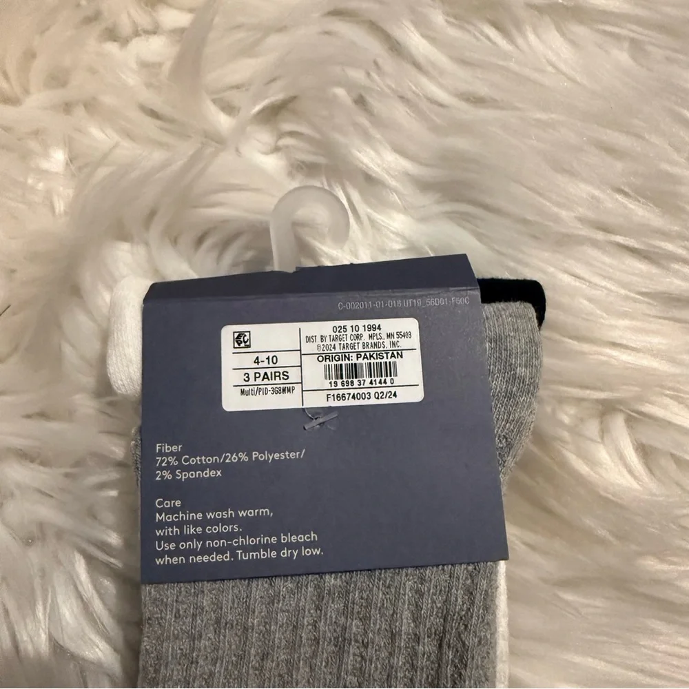 Universal Thread Womens Ankle Socks 3 Pair‎ Cotton Blend Size 4-10 NEW